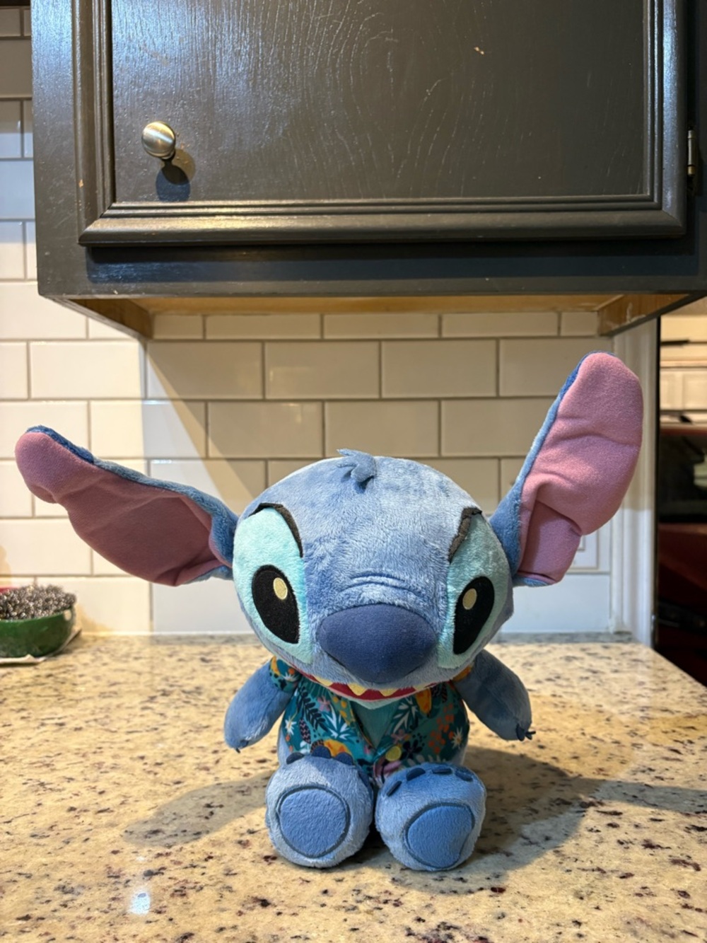 Disney Stitch Plush - Blue with Pink Ears and Floral Shirt